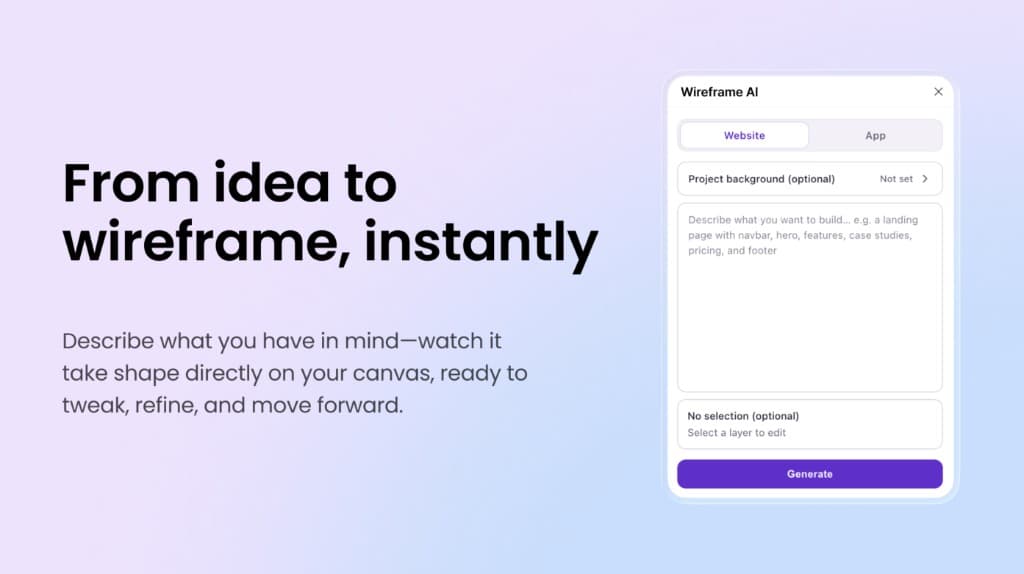 Wireframe AI — from idea to wireframe, instantly